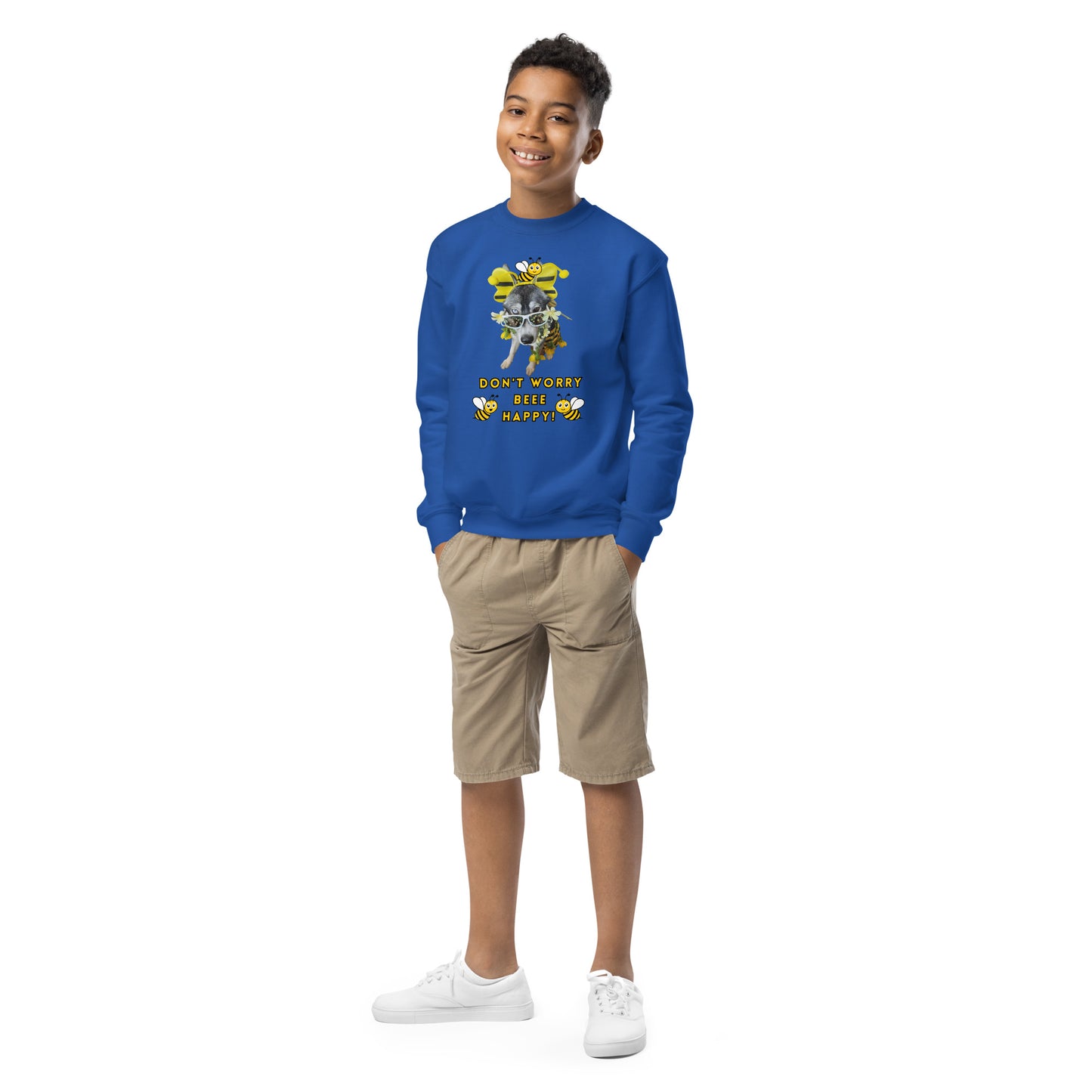 Beee Happy- Youth crewneck sweatshirt
