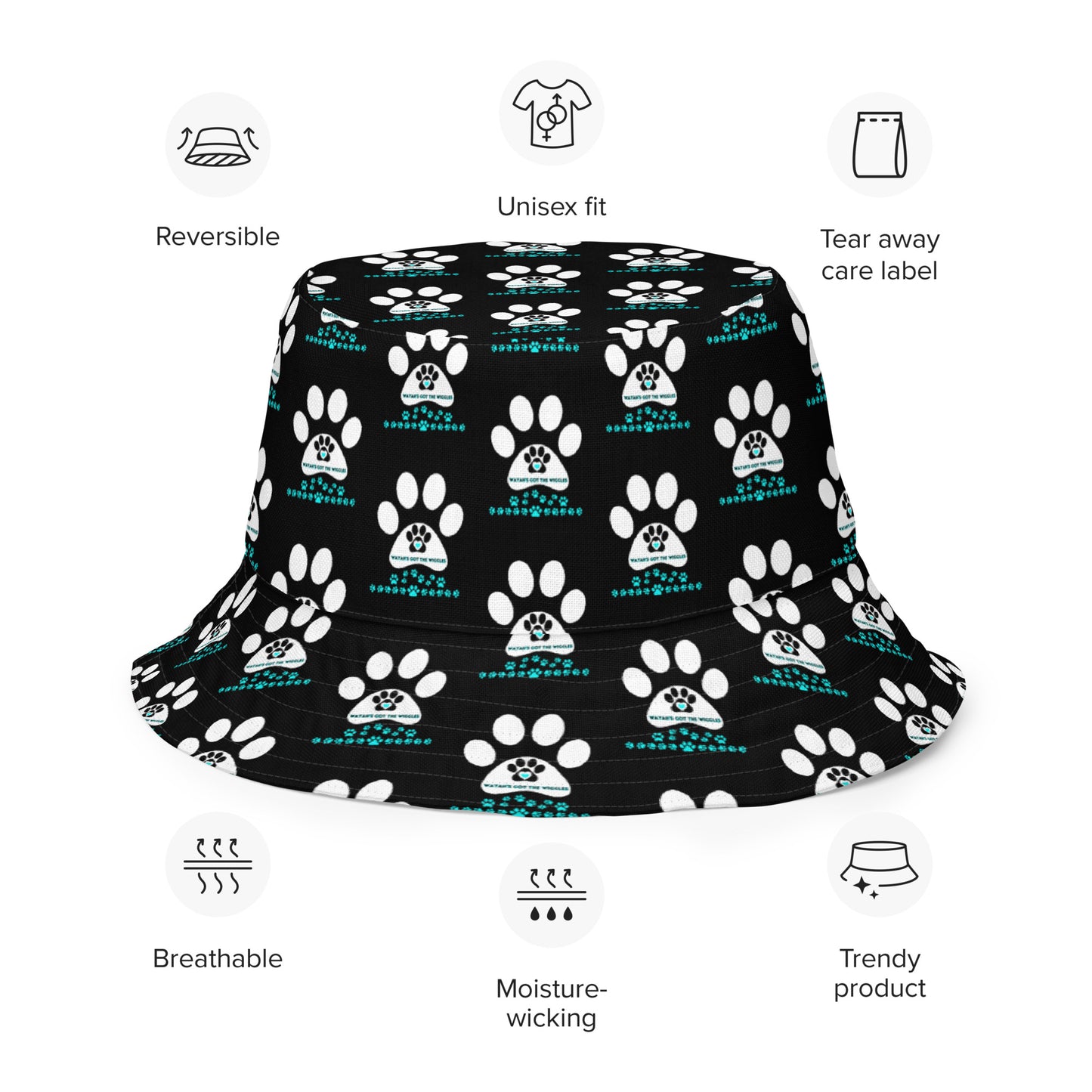 Paw Print- Reversible bucket hat