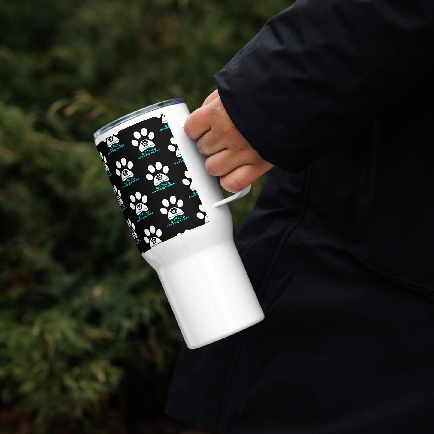 Paw Print- Travel mug with a handle