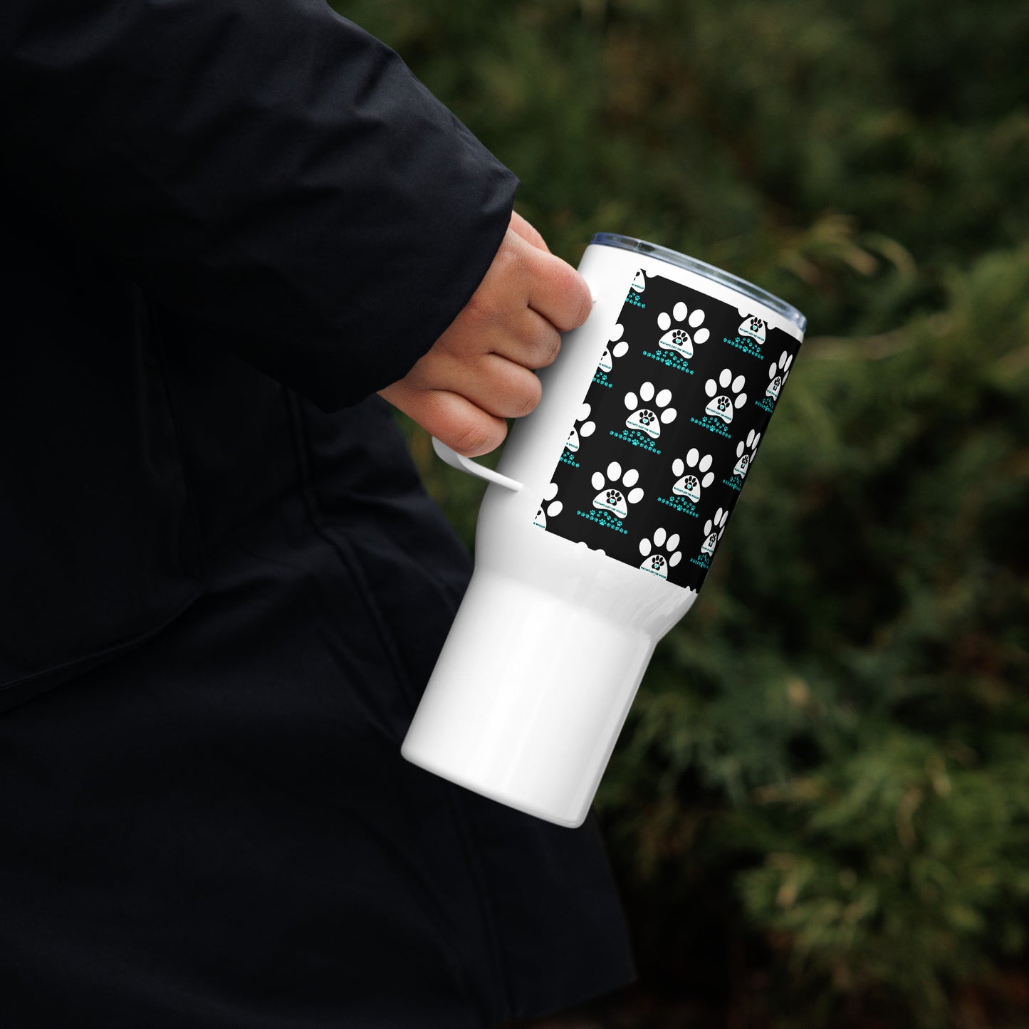 Paw Print- Travel mug with a handle