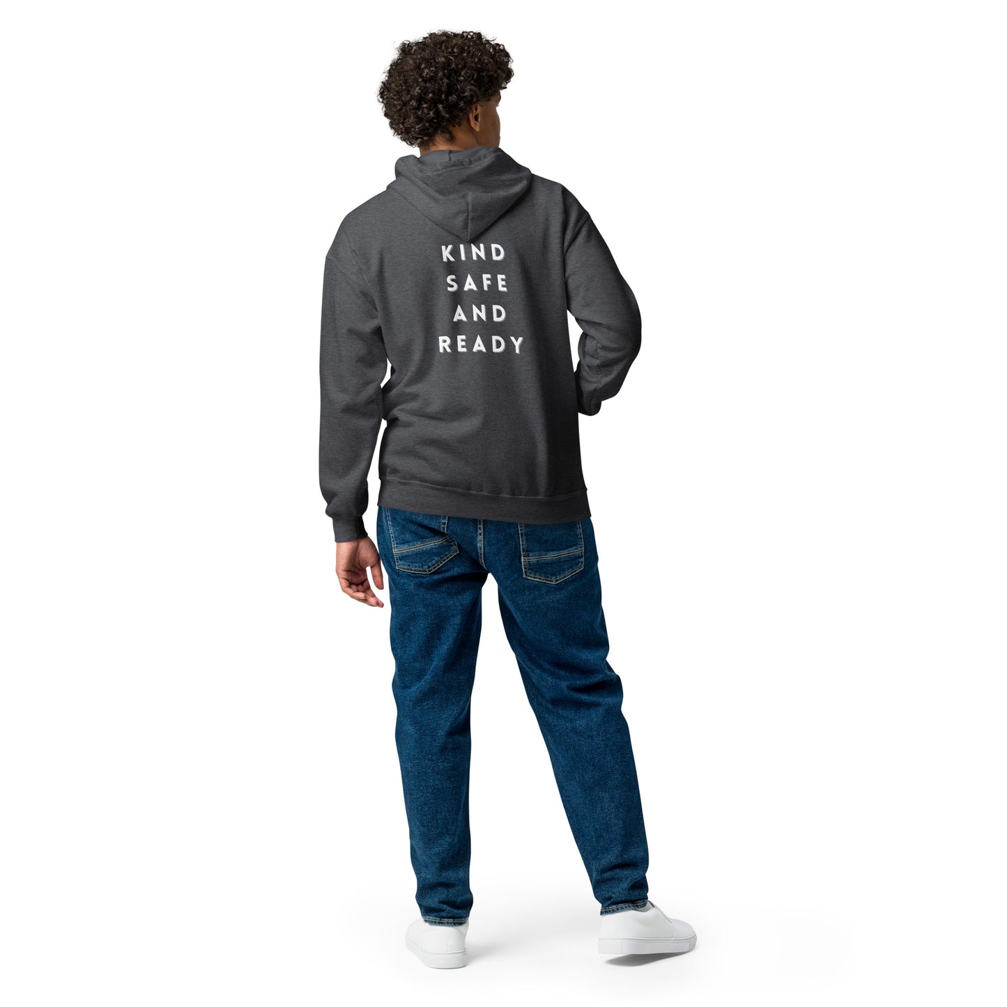 Kind, Safe, and Ready- Unisex heavy blend zip hoodie