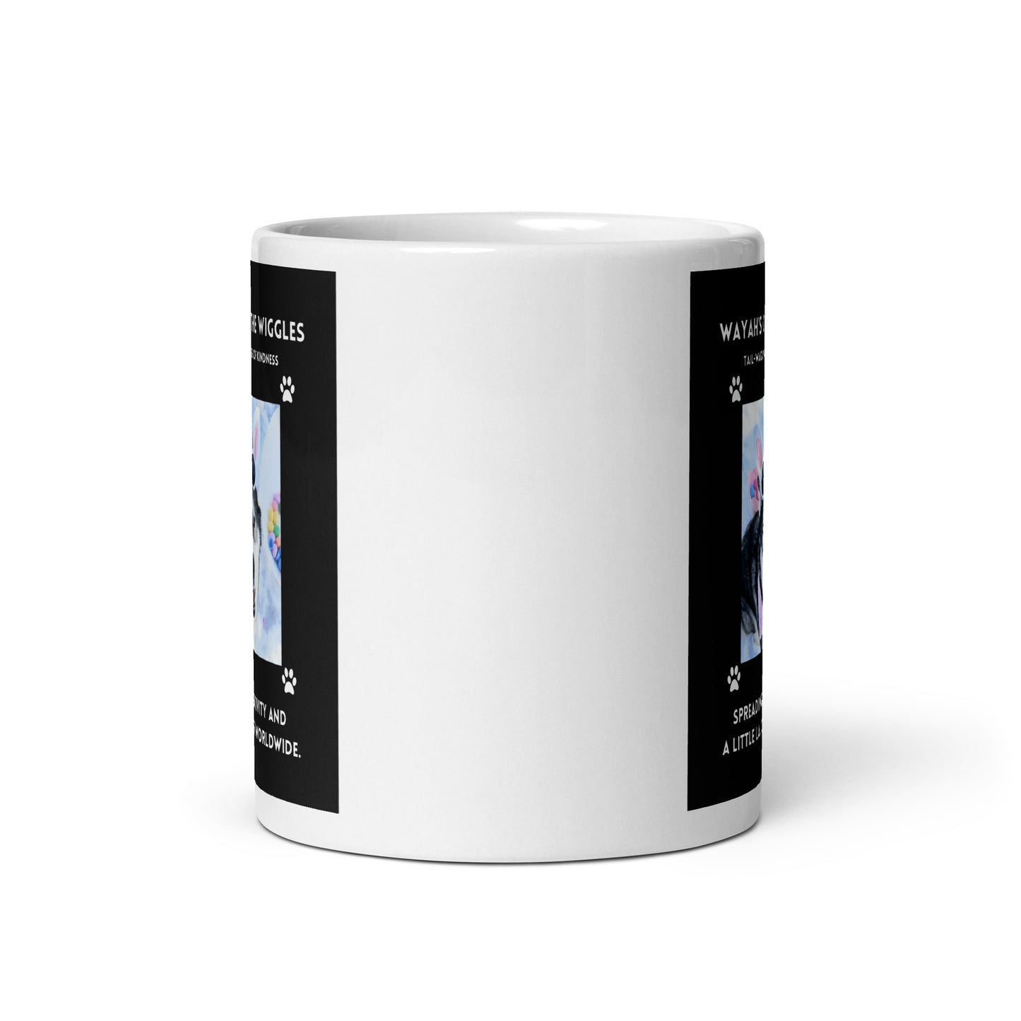 White glossy mug- Wayah's Got the Wiggles