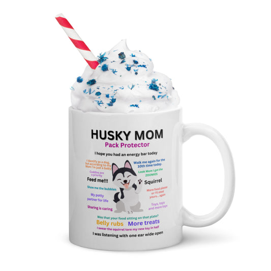 White glossy mug- Husky Collection Mom
