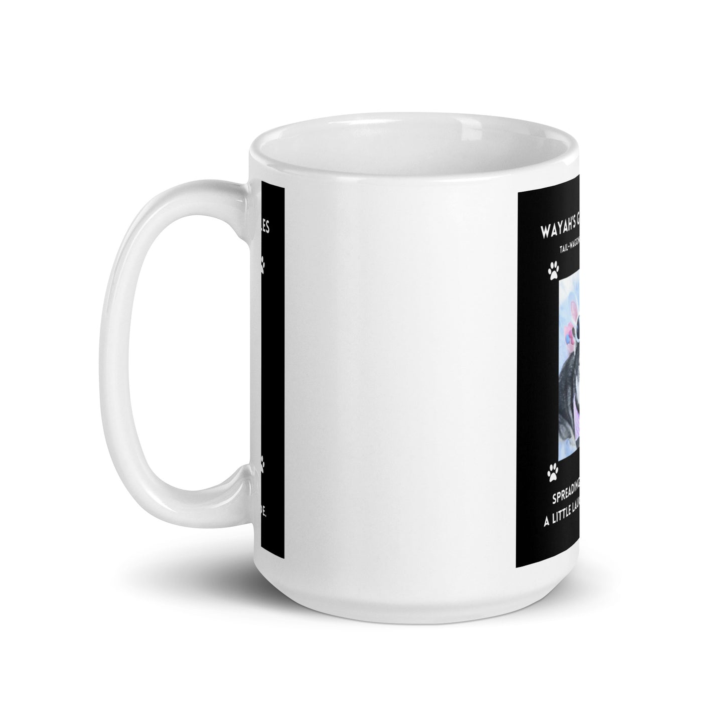 White glossy mug- Wayah's Got the Wiggles