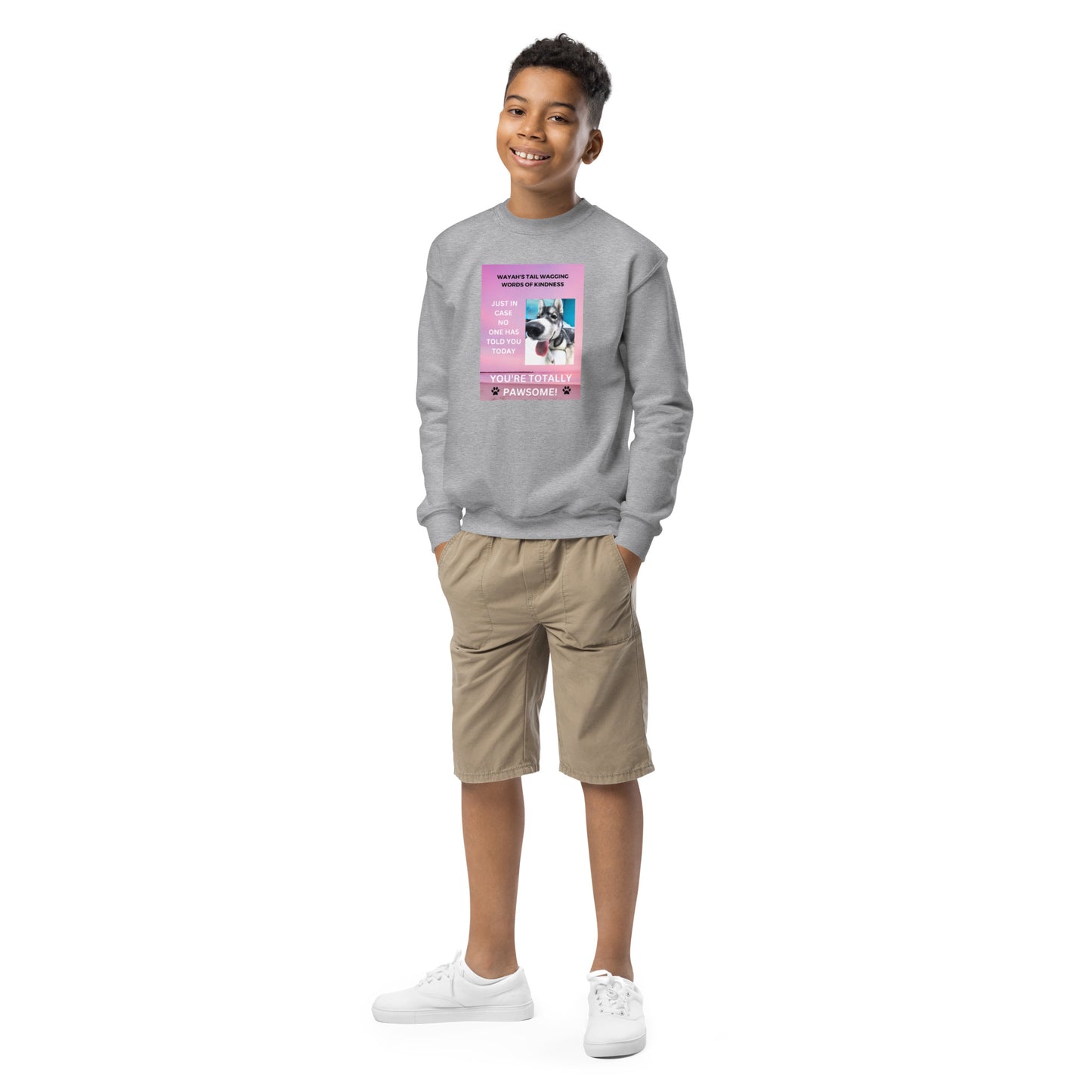 Youth crewneck sweatshirt- You're Totally Pawsome